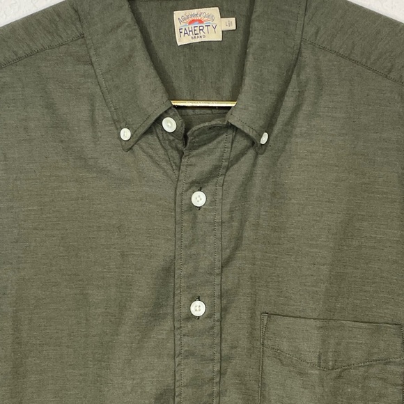 Faherty shirt men’s short sleeve sz Large button up olive - Picture 2 of 6